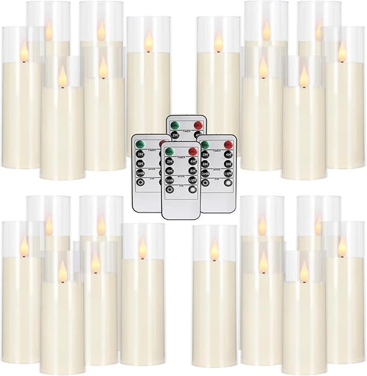 24-Pack A-Series Acrylic LED Flameless Candles with Remote Control,Outdoor Indoor - Perfect for Home Decor,Christmas, Parties, and Special Occasions