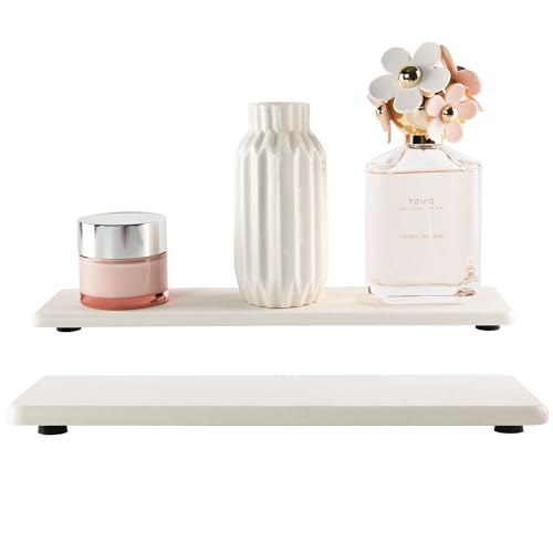 NiuYichee 2 Pcs Water Absorbing Stone Trays, Kitchen/Bathroom Sink Soap Dish, Diatomite Tray Used for Hand Soap & Cosmetic Bottles in The Modern Home, 3.15" W x 11.8" L, White - color: White, size: 11.8" x 3.2" x 0.5"