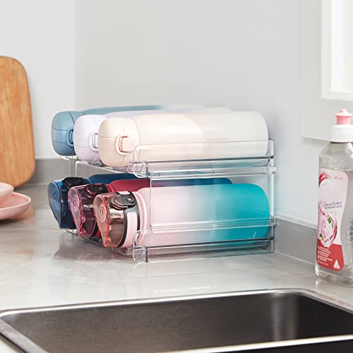 Lifewit 2 Tier Stackable Water Bottle Organizer for Cabinet, Plastic Bottle Holder Fits 6 Bottles/Tumblers up to 3.8" Diameter for Pantry/Countertop/Cupboard, 28 x 19 x 15 cm/11 x 7.5 x 5.7" - size: 2 Tier-6 Bottle