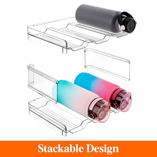 Lifewit 2 Tier Stackable Water Bottle Organizer for Cabinet, Plastic Bottle Holder Fits 6 Bottles/Tumblers up to 3.8" Diameter for Pantry/Countertop/Cupboard, 28 x 19 x 15 cm/11 x 7.5 x 5.7" - size: 2 Tier-6 Bottle
