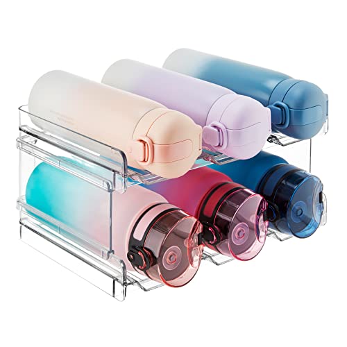 Lifewit 2 Tier Stackable Water Bottle Organizer for Cabinet, Plastic Bottle Holder Fits 6 Bottles/Tumblers up to 3.8" Diameter for Pantry/Countertop/Cupboard, 28 x 19 x 15 cm/11 x 7.5 x 5.7" - size: 2 Tier-6 Bottle