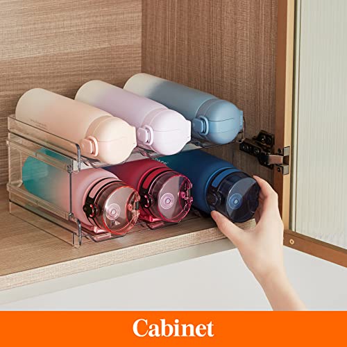 Lifewit 2 Tier Stackable Water Bottle Organizer for Cabinet, Plastic Bottle Holder Fits 6 Bottles/Tumblers up to 3.8" Diameter for Pantry/Countertop/Cupboard, 28 x 19 x 15 cm/11 x 7.5 x 5.7" - size: 2 Tier-6 Bottle