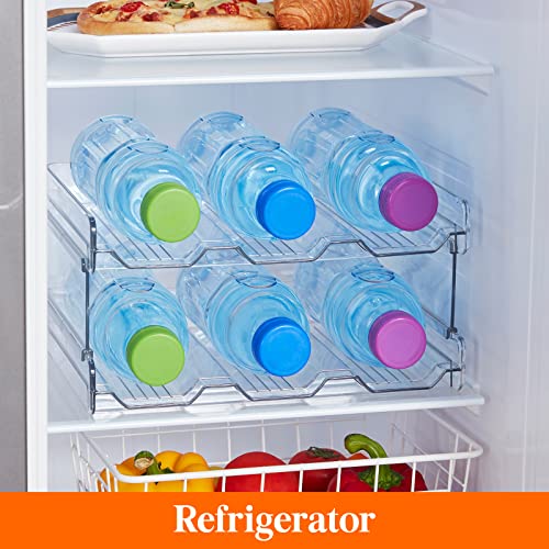 Lifewit 2 Tier Stackable Water Bottle Organizer for Cabinet, Plastic Bottle Holder Fits 6 Bottles/Tumblers up to 3.8" Diameter for Pantry/Countertop/Cupboard, 28 x 19 x 15 cm/11 x 7.5 x 5.7" - size: 2 Tier-6 Bottle