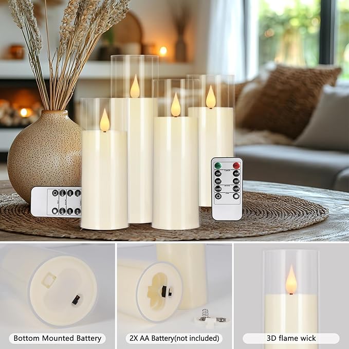 24-Pack A-Series Acrylic LED Flameless Candles with Remote Control,Outdoor Indoor - Perfect for Home Decor,Christmas, Parties, and Special Occasions