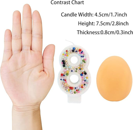 Birthday Candles, Pearl Sequin Number Candle Party Supplies (Number-8)