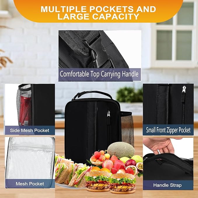 Lunch Box Insulated Lunch bag for Men Teen Kids Boys Adult Portable Stylish Small Lunchbox Special Design for Working Office school Picnic